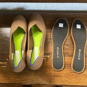 Rothy's Brown Flats with Blue Trim